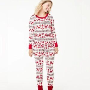 Hanna Andersson Adult 2 Piece Long Sleeve Pajama Set Christmas Dear Deer M